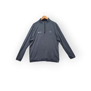 Rhoback Men's Herringbone Gray 1/4 Zip Performance Long Sleeve Stretch Golf L